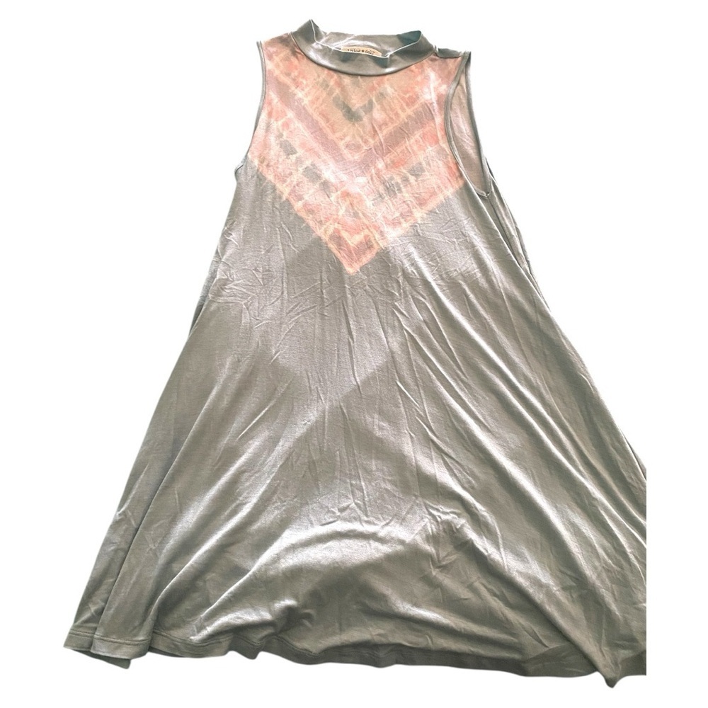 Living Doll Gray A-Line Pleated Dress with Mock Neck